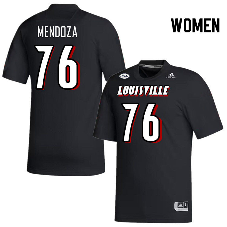 Women #76 Jonathan Mendoza Louisville Cardinals College Football Jerseys Stitched-Black